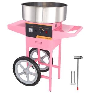 Vevor 82x51.8x10.50cm Commercial Cotton Candy Machine Pink with Cart Sugar Floss Maker