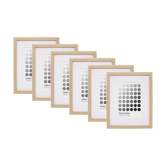 6PK Braz Venice Image Photo Document Display Frame 20x25cm Beech
