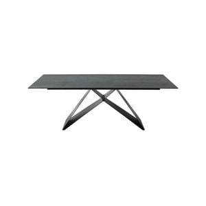 Raimon Furniture Odette Rectangular Dining Table 210cm - Black Metal Frame - Shadow Grey Ceramic