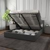 Queen Gas Lift Bed Frame with Headboard - Grey Storage Base Grey Queen