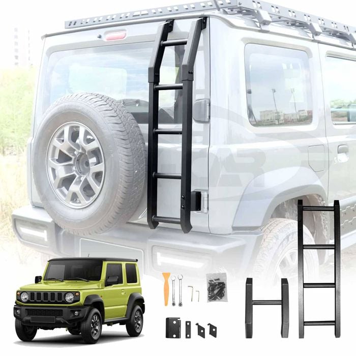 Rear Ladder for Suzuki Jimny 3-Door 2018-Onwards Protective Frame Tailgate Rack Aluminum Alloy Black
