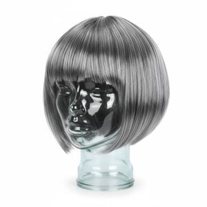 Bob Wig Costume Short Straight Fringe Cosplay Party Full Hair Wos Fancy Dress Grey