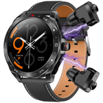 2 in 1 Bluetooth Smart Watch Wireless Earphones 1.52" IPS Touch Screen BT 5.0 - Black Leather