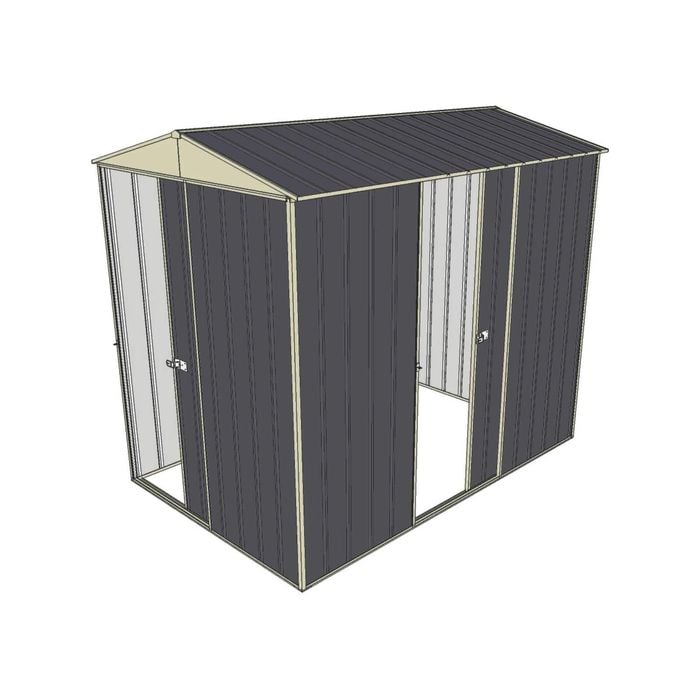 Build-a-Shed 1.5 x 2.3 x 2.3m Narrow Front Gable Dual Single Sliding Door Shed - Grey