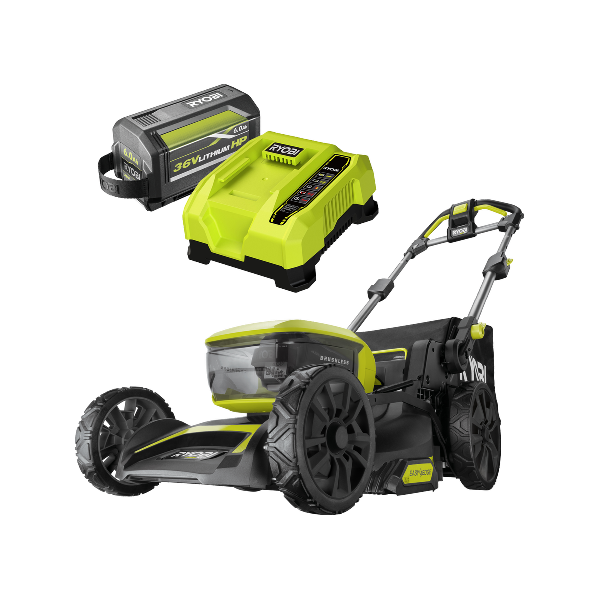 Ryobi 36V HP 46cm 6.0Ah Brushless Cordless Lawn Mower Kit R36XLMW16