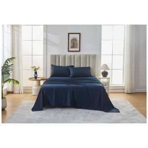 Grosvenor House 500tc Egyptian Cotton Sheet Set W/ Pillowcase Double Navy Blue