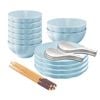 SOGA Light Blue Japanese Style Ceramic Dinnerware Set of 12