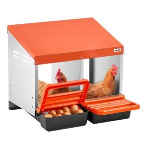 VEVOR Chicken Nesting Boxes Orange 2 Compartments  Galvanized Steel