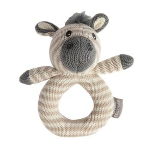Living Textiles Knitted Ring Rattle Baby Toy Zac the Zebra