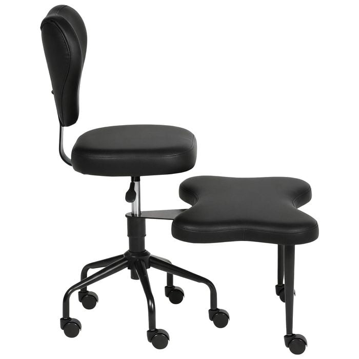 Ufurniture Armless Criss Cross Legged Chair w/ Wheels Ergonomic Swivel Office Chair Adjustable Height Kneeling Chair Black