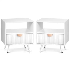 ALFORDSON Set of 2 Bedside Table 1 Drawer White