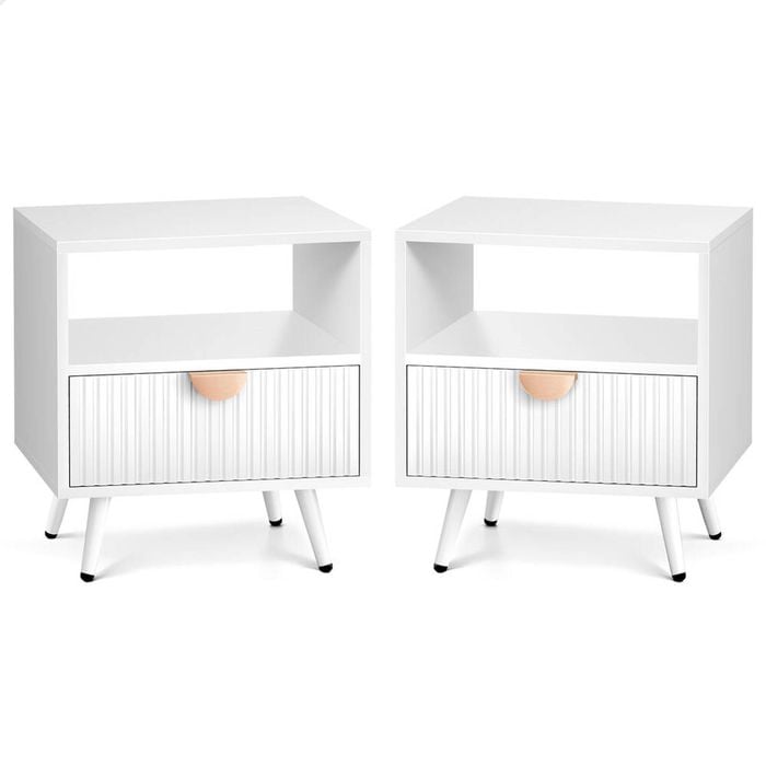 ALFORDSON Set of 2 Bedside Table 1 Drawer White