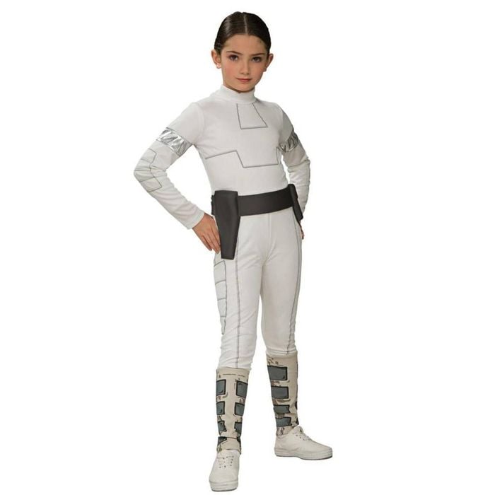 Padme Amidala White Jumpsuit Girls Halloween Costume with Belt, Medium