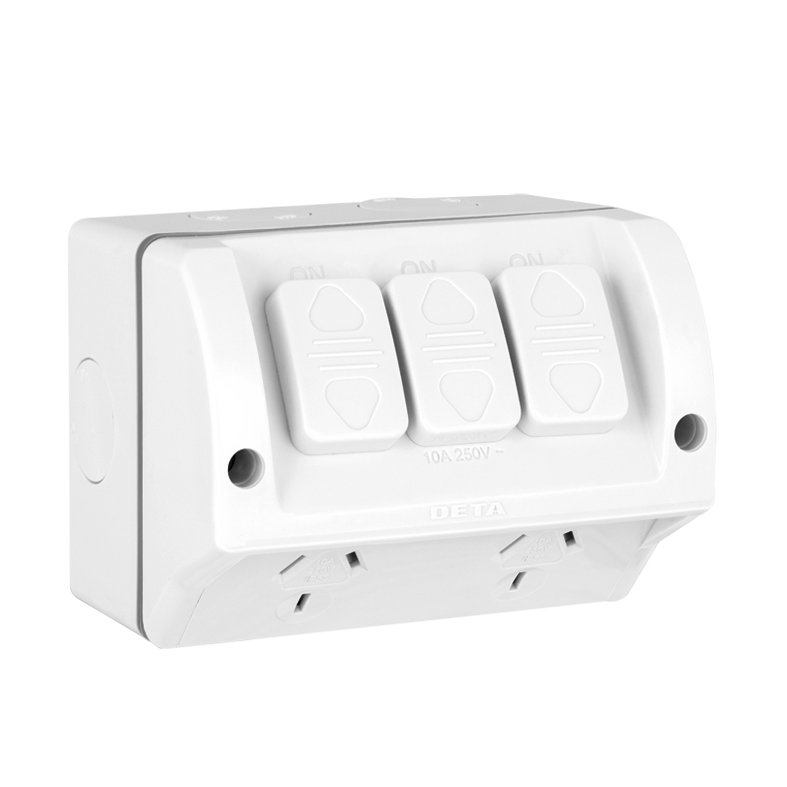 Deta Rhodium Plated Outdoor Double Powerpoint With Extra Switch