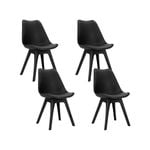 4x Dining Chairs Padded Retro Replica Eames Eiffel DSW Black