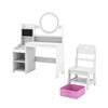 Costway Kid Dressing Table Chair Vanity Set Lighted Led Mirror White