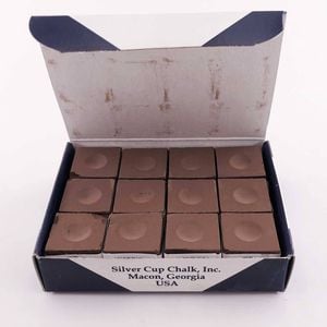 Silver Cup Brown Billiards Chalk Set 12 Pieces Per Pack