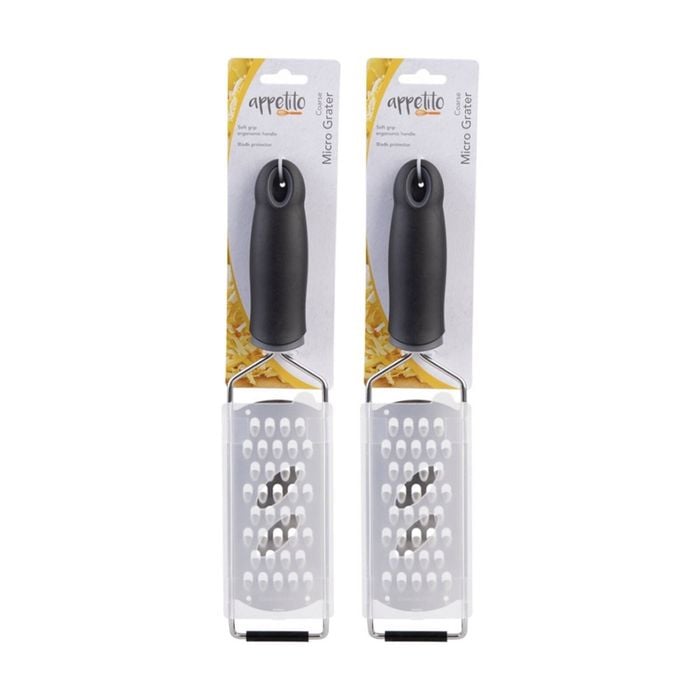 2pk Appetito Stainless Steel Micro Grater W/ Soft Grip Handle Coarse