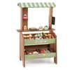 Costway Kid Wood Mud Grocery Store Farm Market Playset Pretend Shop-Brown