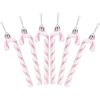 Catzon 6 Pcs Glitter Candy Cane Christmas Ornaments with Golden Ropes-Pink
