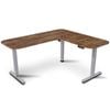 FORTIA Corner Standing Desk, 160x140cm, 72-118cm Sit, Electric Height Adjustable, Walnut Style Desktop/Silver Frame