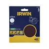 IRWIN 125mm 120G No Holes Quick Fit Random Orbital Sanding Discs - 5 Pack