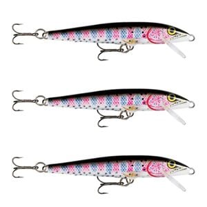 3x Rapala 13cm Original Floating Minnow Hard Body Fishing Lures - Rainbow Trout