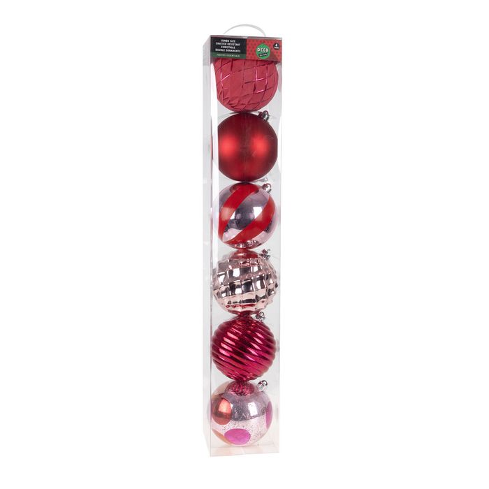 Deck The Halls Jumbo Bauble Ornament - 6 Pack