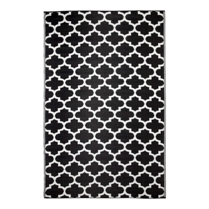 Fab Habitat 120x179cm Black And White Tangier Trellis Recycled Plastic Outdoor Rug