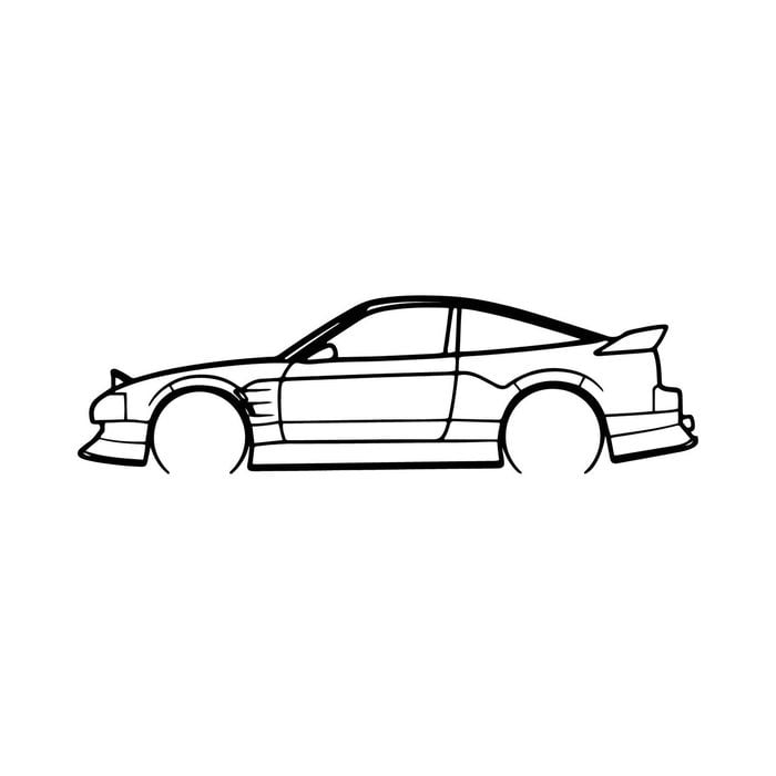 Ignite Laser Nissan 180SX Silhouette Metal Wall Art Rustic Metal 47inch/120cm