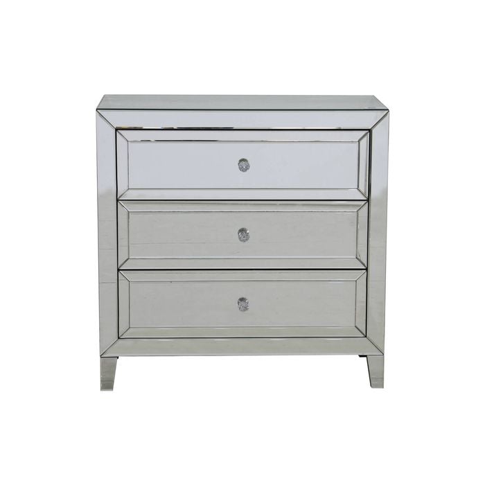Dresser Silver Mirror 3 Drawers Sparkling Handle