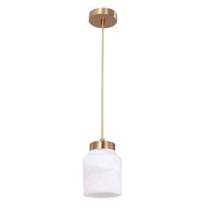 Cla Lighting Tufo Interior Pendant Light White Jar Alabaster With Brass Highlight