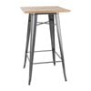 Bolero Bistro Metal Square Bar Table Wooden Top Gun Metal Grey 600mm Commercial Cafe Furniture