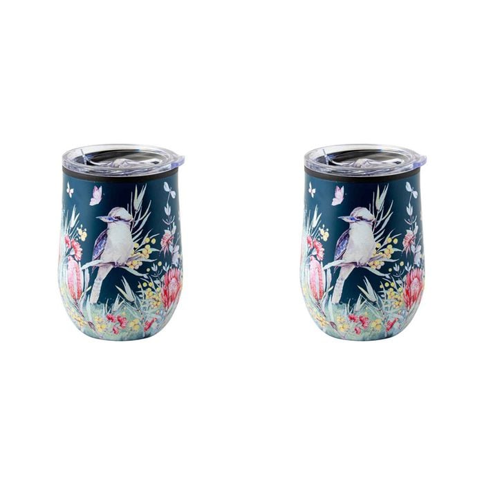 2x Australian Flora Kookaburra 360ml Vacuum Insulated Tumbler Double Walled