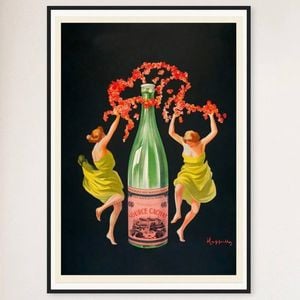 Galrie Evian Cachat Vintage Mineral Water Poster by Leonetto Cappiello for Home Décor, Black Frame, A4 21 x 30cm (8 x 12inch)