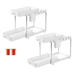 Toque Under Sink Organiser 2 Tier Adjustable Cabinet Storage Rack 2 Pack