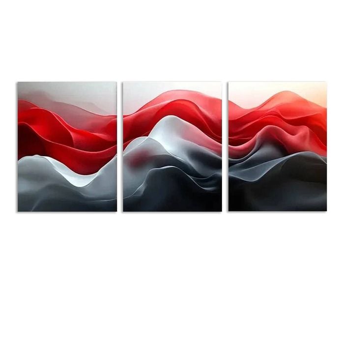 3pcs Red and Black Abstract Colorful Perfect Print 100% Australian Made 3 x 40x60cm (Metal Print)
