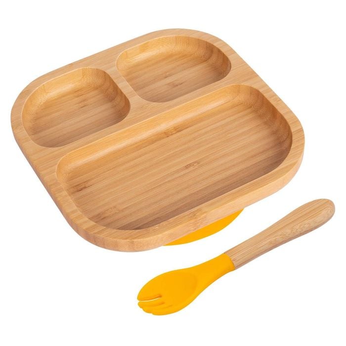 Tiny Dining Bamboo Segmented Baby Weaning Plate & Fork Set