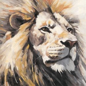 P&P Majestic Lions Canvas Print - Vibrant Wall Art for Living Room, Bedroom & Office Décor 80x80cm