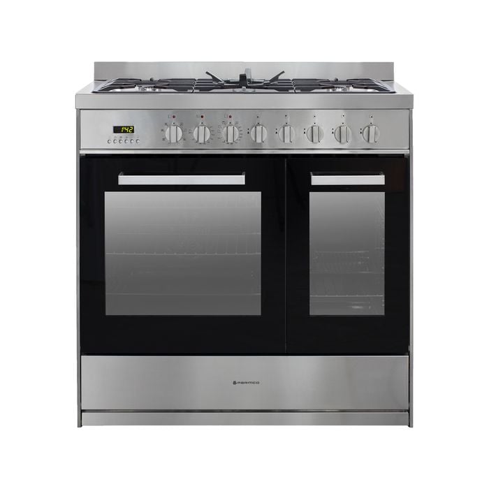 Parmco 900mm 105L Combination Stainless Steel Gas 1 1/2 Ovens