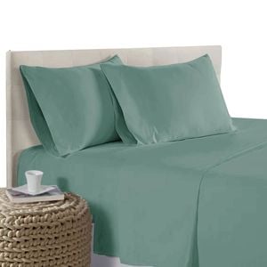 Bloomington 400TC Bamboo Cotton Premium Sheet Set 40cm Wall Light Teal Queen