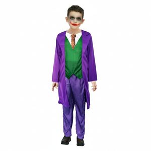 More Than Party Purple Clown Kids Costume Green Vest Striped Pants 6-9y