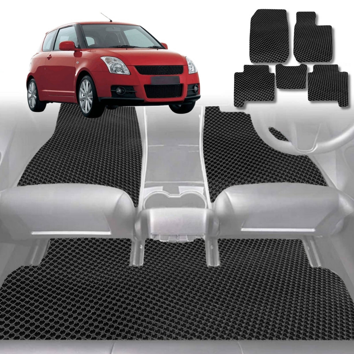 6D Diamond Car Floor Mats for Suzuki Swift Sport 2005-2012-Full Set ...