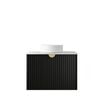 Attica Mellini 750mm Matte Black Vanity With Carrara Stone Top 