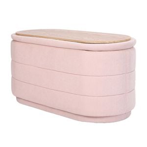 La Bella Pink Coffee Table Storage Ottoman - Chenille Fabric Blanket Box Bench CELIA