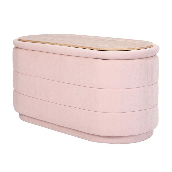 La Bella Pink Coffee Table Storage Ottoman - Chenille Fabric Blanket Box Bench CELIA