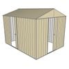 Build-a-Shed 2.3 x 3.0 x 2.3m Front Gable Two Single Sliding Doors Shed - Cream