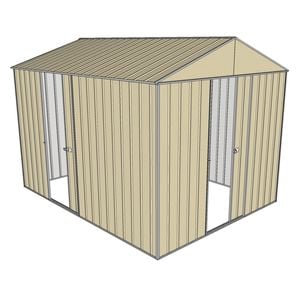 Build-a-Shed 2.3 x 3.0 x 2.3m Front Gable Two Single Sliding Doors Shed - Cream