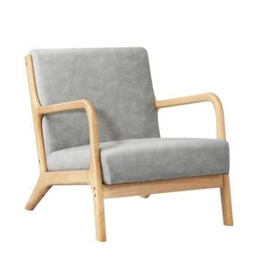 Oikiture Armchair Lounge Chair Wood Light Grey