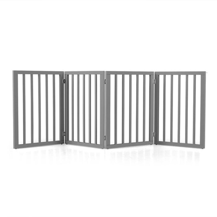 Petzly Pet Gate Dog Fence Safety Barrier Security Door 4 Panel 61cm Grey